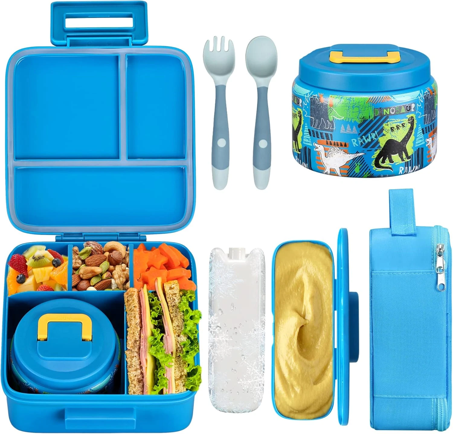 Bento Lunch Box for Kids with 8Oz Soup Thermo,Leak-Proof Lunch Containers with 5