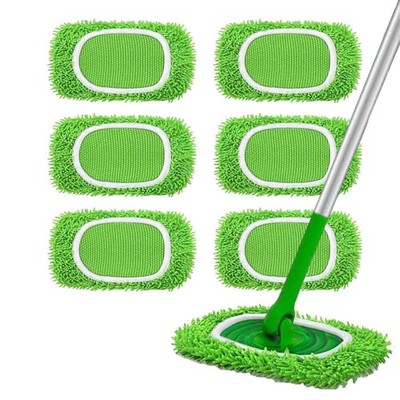 6 Pack Reusable Washable Microfiber Mop Pads for Swiffer Sweeper Floor Cleaner