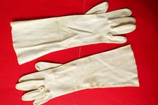 Vintage LONG WHITE COLOR PLAIN NYLON SLIP ON Dress Gloves SIZE 7-7 1/2 