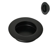 2 Pack Round Sliding Closet Door Handles 2.5" Black Recessed Pulls