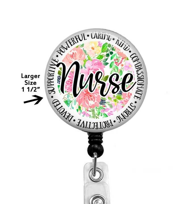 Inspiring Floral Nurse Retractable Badge Reel Stethoscope Tag or Lanyard, 742L