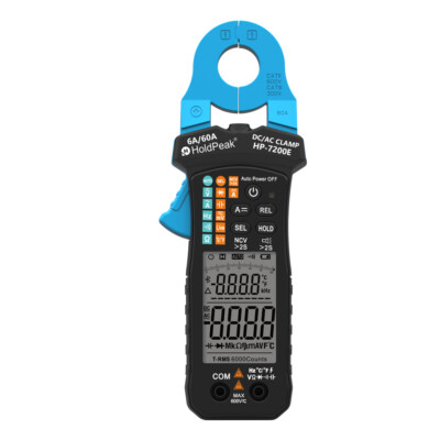 DC/AC Digital Clamp Meter,True-RMS Auto-Range,6000 Counts LCD Display, NCV