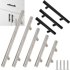 Black / Silver Modern Cabinet Handles T Bar Pulls Kitchen Drawer Stainless Steel
