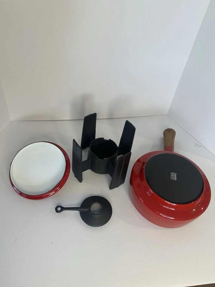 DANSK винтажный бистро эмаль красный фондю горшок полный чугун горелка новый в коробке - Изображение 4 из 4