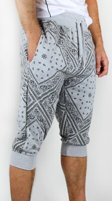 #ad #ad Blue Ocean Mens Bandana Printed Jogger Crop Pants CP 33 $19.00