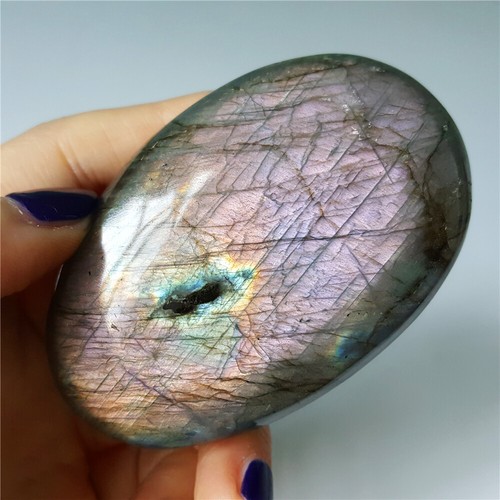 TOP 102.8G Natural Purple Rainbow Labradorite Crystal Healing Madagascar YK29 - Picture 12 of 12