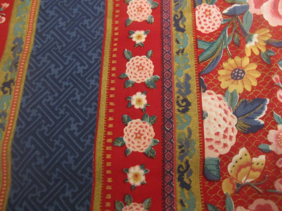 Cotton Fabric CONCORD FABRICS Multicolored FLORAL STRIPE BY JOAN KESSLER BTYx44 - Image 2 of 4