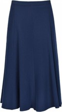 Ladies Women Half Elasticated Waist Plain Soft Stretch Flared Skirt UK Size 8-22
