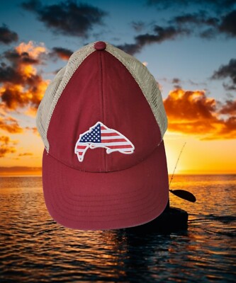 Simms Fishing American Flag Fish Blue Mesh Snapback Hat
