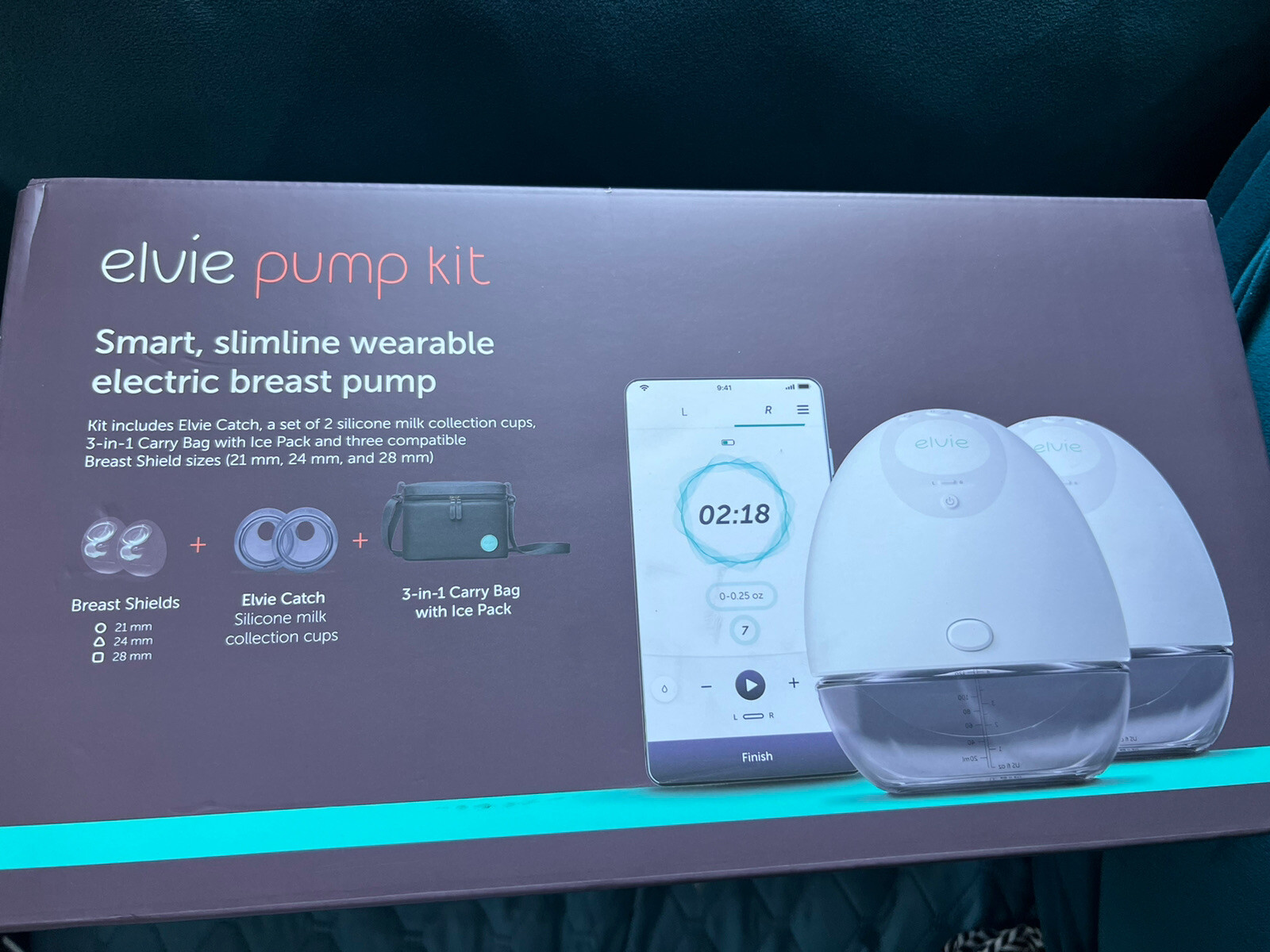 Elvie Double Pump Kit Smart Breast Pumps & Catch Cups & 3in1 Bag New