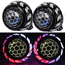 2x 3.0 Bi Led Projector Honeycomb Lens Headlight 70w 6000k Black Rgb Shrouds