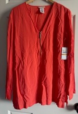 MICHAEL KORS Cover Up Tunic Size Small 1/2 Zip Top Hot Coral Orange NWT 113.00