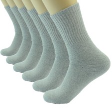 3 6 12 Pairs Mens Sports Gray Athletic Work Crew Cotton Socks Size 9-11 10-13