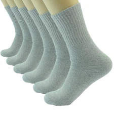3 6 12 Pairs Mens Sports Gray Athletic Work Crew Cotton Socks Size 9-11 10-13