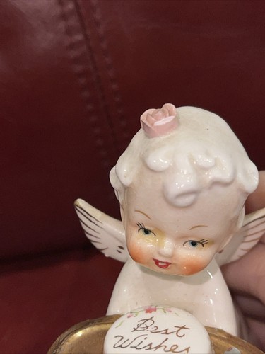Vtg 1950s Fine A Quality Bone China Best Wishes Girl Angel Spaghetti Trim TLC - Picture 10 of 10
