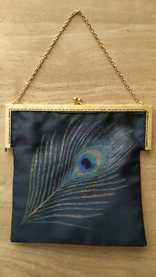 Abendhandtasche einzigartige Kreation Seide handbemalt Messingverschluss 