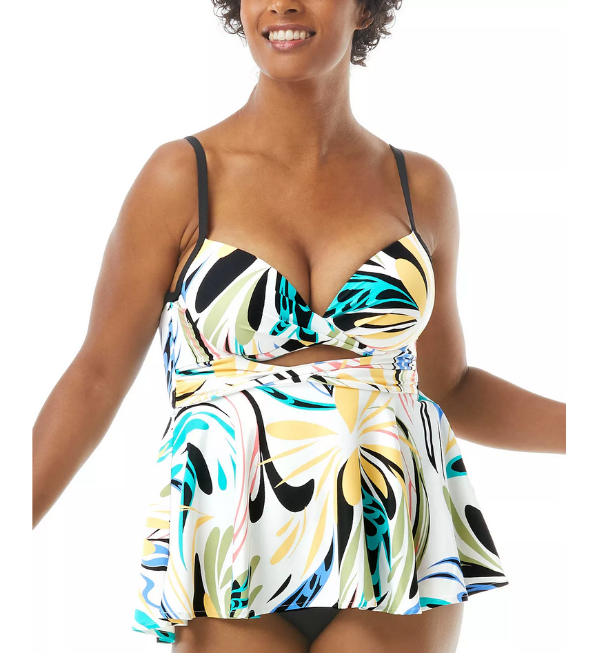 Coco Reef Icon Twist Bra-Size Underwire Tankini Top Multi Size 32