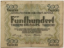 Germany 500000 Mark Banknotes, Emergency Money, 1922 Altona Duitsland Oud