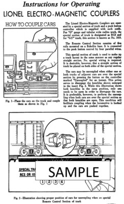 Lionel REMOTE CONTROL TRACK RCS and #1019 Instructions   Reproduction (D)