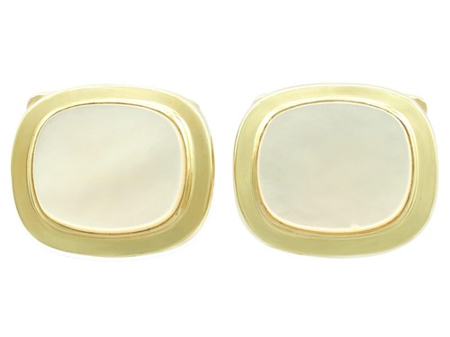 Vintage Mother of Pearl 14Carat Yellow Gold Cufflinks Circa 1960 - 第 1/7 張圖片