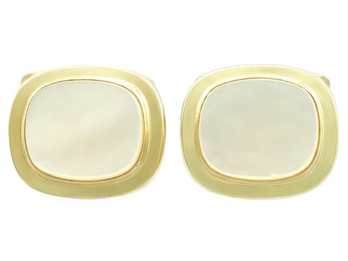 Vintage Mother of Pearl 14Carat Yellow Gold Cufflinks Circa 1960 - Picture 1 of 7