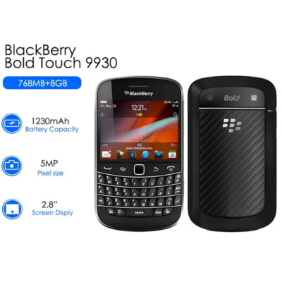 Unlocked Original BlackBerry Bold 9930 Touch Mobile Phone 8GB 5MP 3G Smartphone