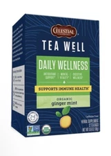Celestial Seasonings Teawell Organic Ginger Mint Wellness Tea, 12 Count.