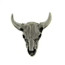 Skull Bull Head Custom Made Lapel Pins Western Vintage Biker Jewelry Gift Men