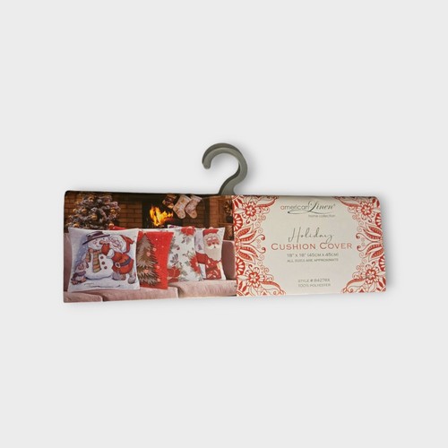 Holiday Tapestry Pillowcase Cushion Cover Santa Design Set of 2 18"X18" - Picture 4 of 5