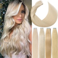 Seamless Hair Extensions Tape In Human Hair Skin Wefts Remy Russian Hair Blonde
