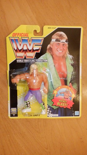 WWF HASBRO OWEN HART ROCKET BLAST YELLOW USA CARD ...