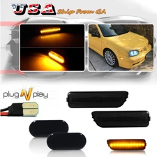 4 Smoke Bumper Fender Amber LED Side Marker Lights For VW MK4 Golf GTI R32 Jetta