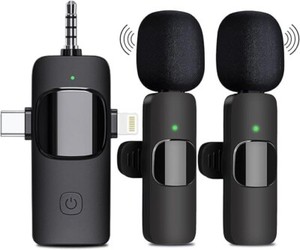 3-in-1 Microphone sans fil : Microphones Premium Lavalier iPhone, Android, Caméra