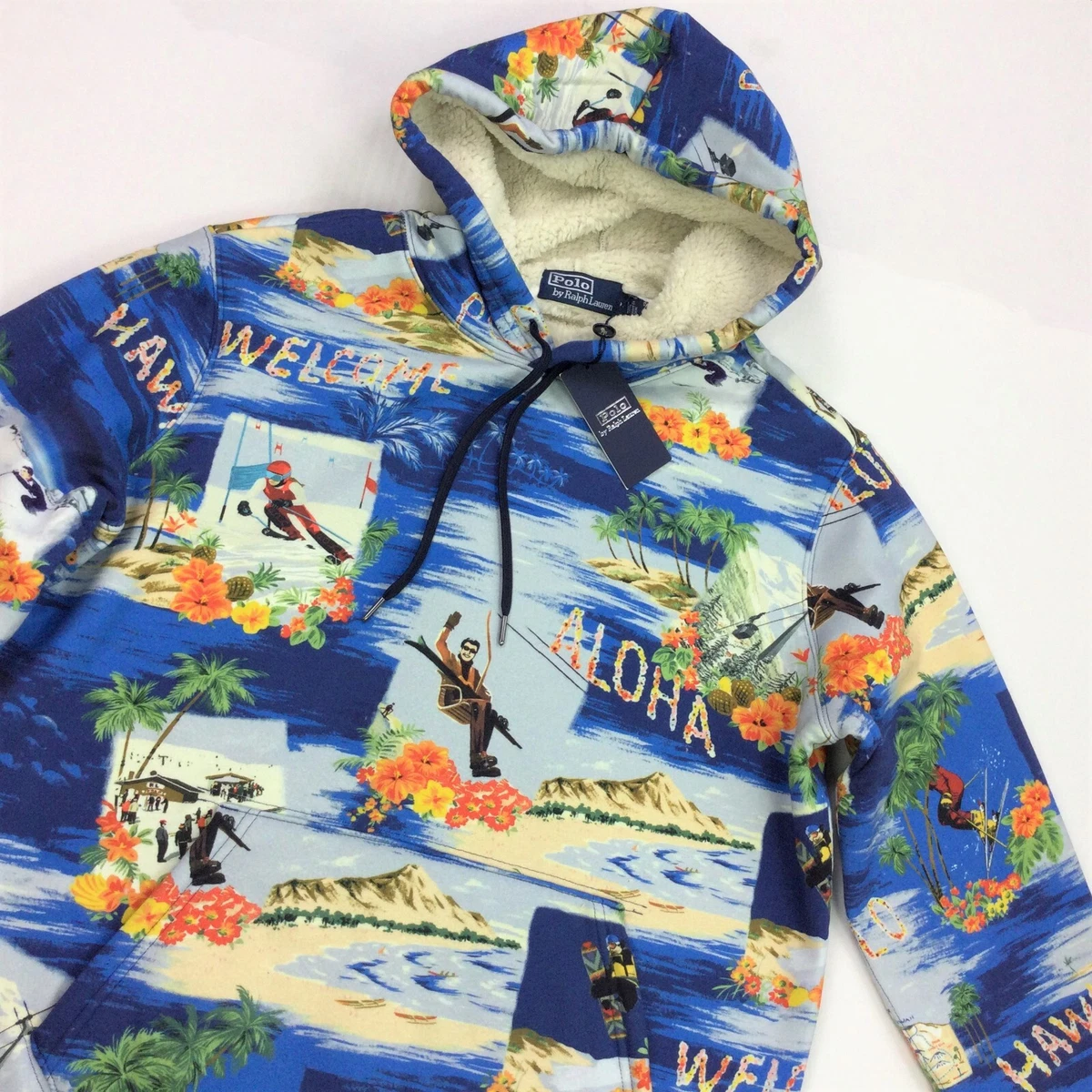 Polo Ralph Lauren Men Hawaiian Ski Tropical Graphic Hoodie Sweatshirt