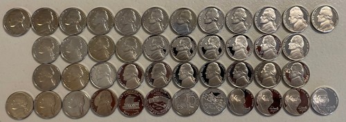 1968-2009-S Jefferson Juego a prueba de níquel Ejecutar 44 monedas ejecución tonificación menor Lote como nuevo. - Imagen 1 de 7