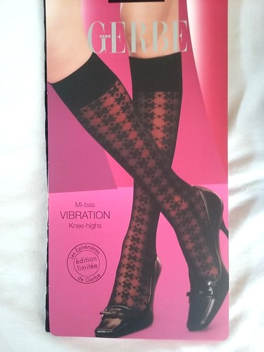 Gerbe Paris Fashion High Knee Vibration Geometric Patterns Socks Black Size S - Picture 3 of 3