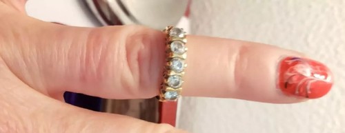 😊ANELLO ORO giallo 18Kt 750 Fede mezza Eternity con Zirconi Pezzo UNICO! 4 gr - Foto 23 di 24