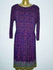 WHITE STUFF DRESS SIZE 8 NAVY BURGUNDY MULTI PRINT DRESS 41" F902