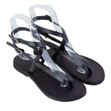 MADE IN ITALY Women's Elegant Leather Ankle Strap Sandals