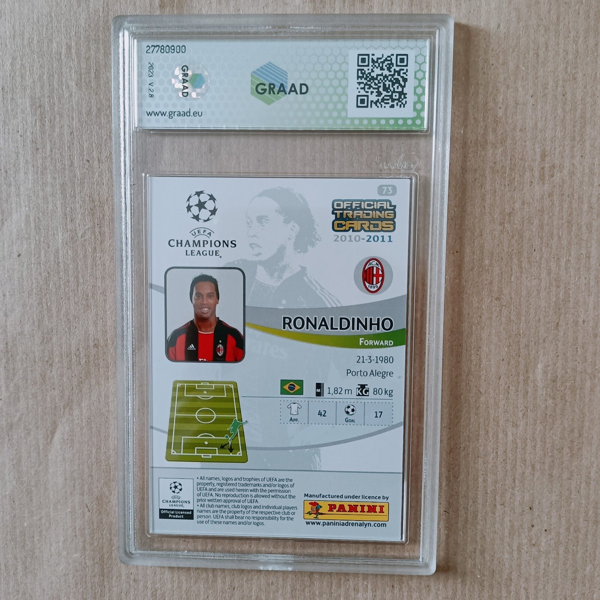 RONALDINHO - graaded card - UEFA Champions league 2010/11 - Panini
