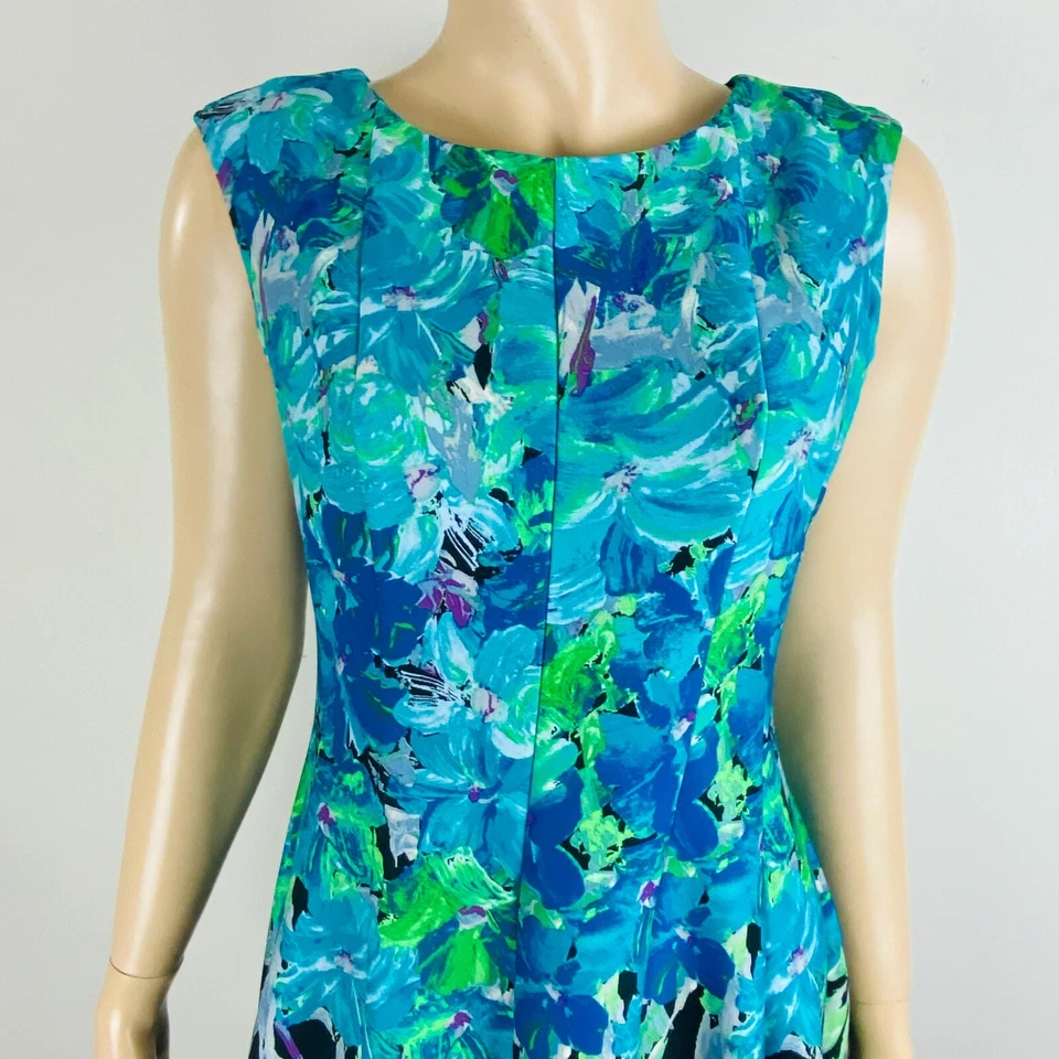 Dressbarn Fit Flare Dress Women's Size 4 Sleeveless Multicolor Abstract Floral - Image 2 of 4