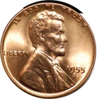 1955-S Lincoln cent - Near Gem BU RED #288