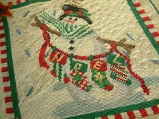 Preworked Needlepoint Canvas Lovely Snowman With Stars