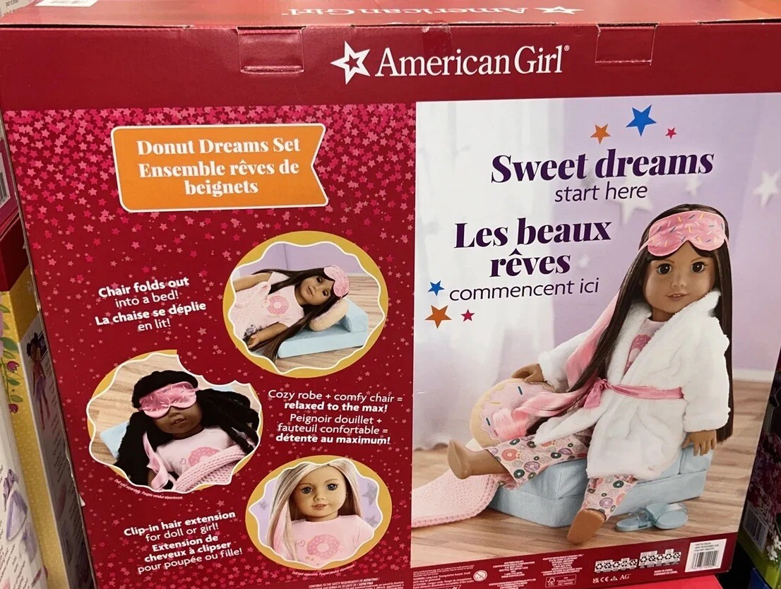 American Girl Doll &Donut Dreams Bed & PJs Set 18" Dolls & 11 Piece