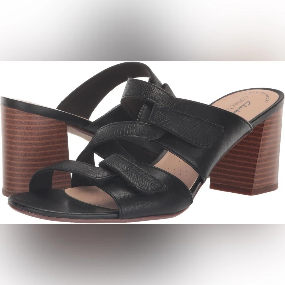 Sandalo Clarks of England Jocelynn Rose Mule in pelle nero taglia 8M