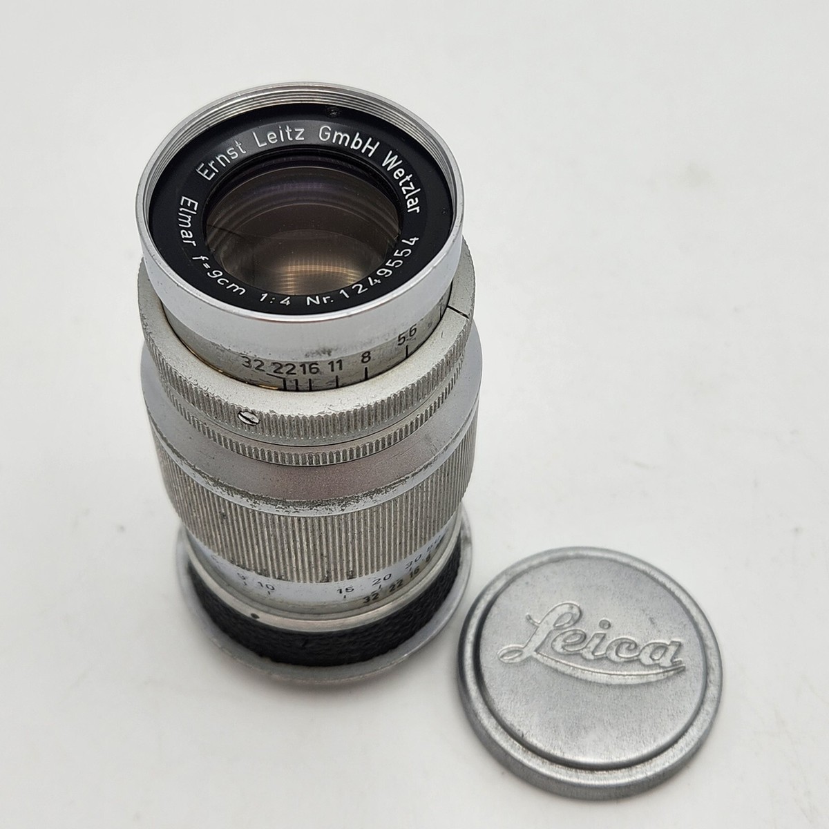 Leica Leitz Wetzlar Elmar 9cm 90mm F4 Prime Lens & Front Cap