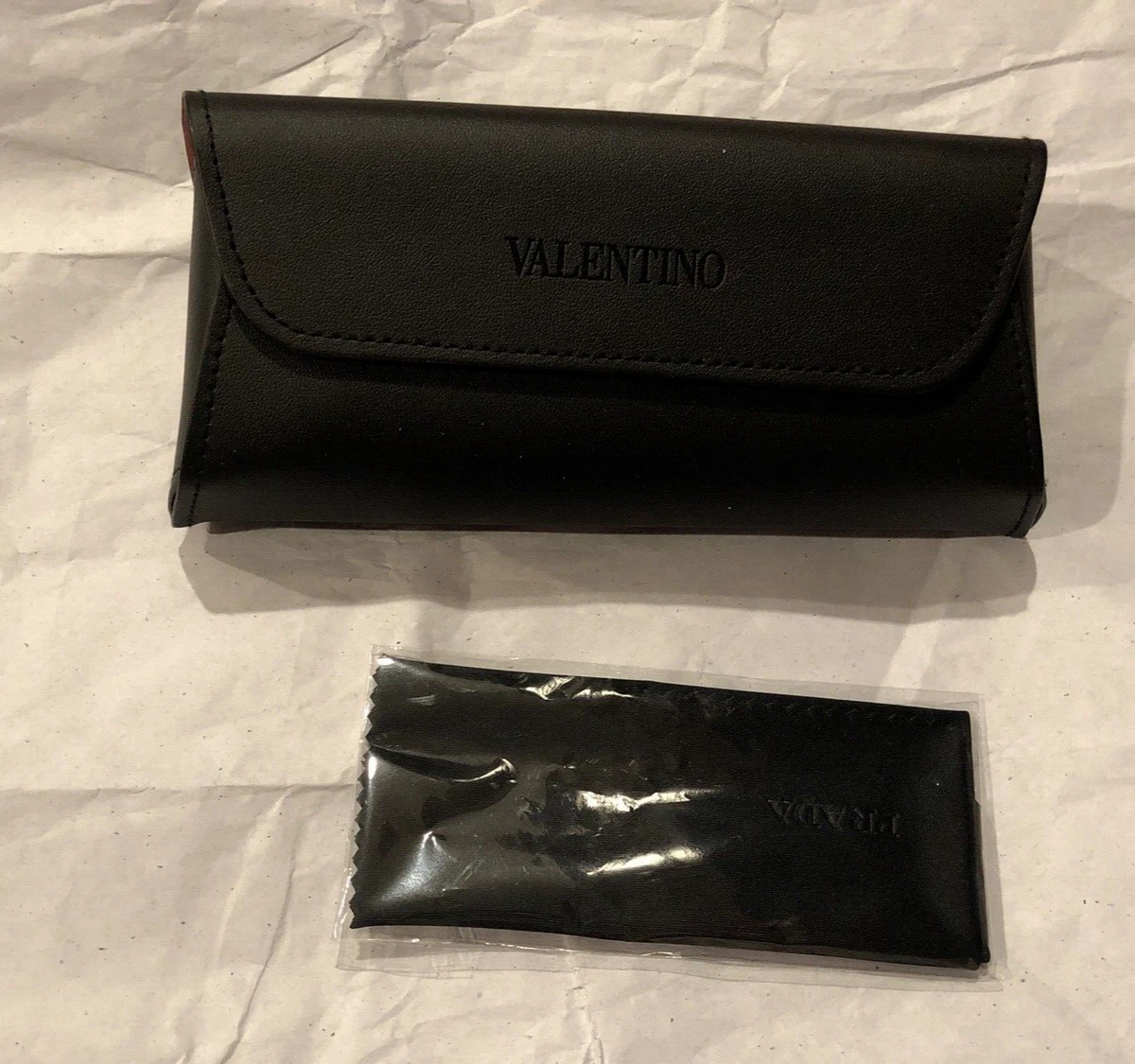 Valentino Les Lunettes Black Leather Eyeglass Case Gold Hardware Made in Italy Valentino Sunglasses/glasses Case Orginal Case **BRAND NEW  main image 2