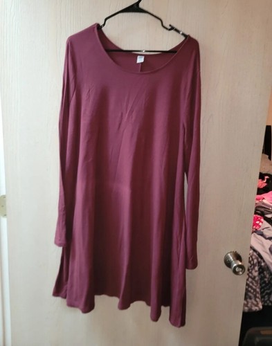 Old Navy Burgundy Soft Long Sleeve Dress Women's Size 2X - Picture 2 of 4