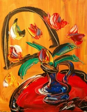 Flowers MARK KAZAV - ORIGINAL OIL PAINTING ABSTRACT MODERN ART jazz art SdvDwef