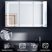 Led Spiegelschrank Mit Beleuchtung Bad Edelstahl Badschrank Touch Steckdose 105